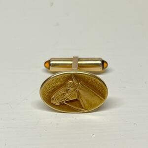 Single Krementz Gold Plated Oval Horse Cufflink